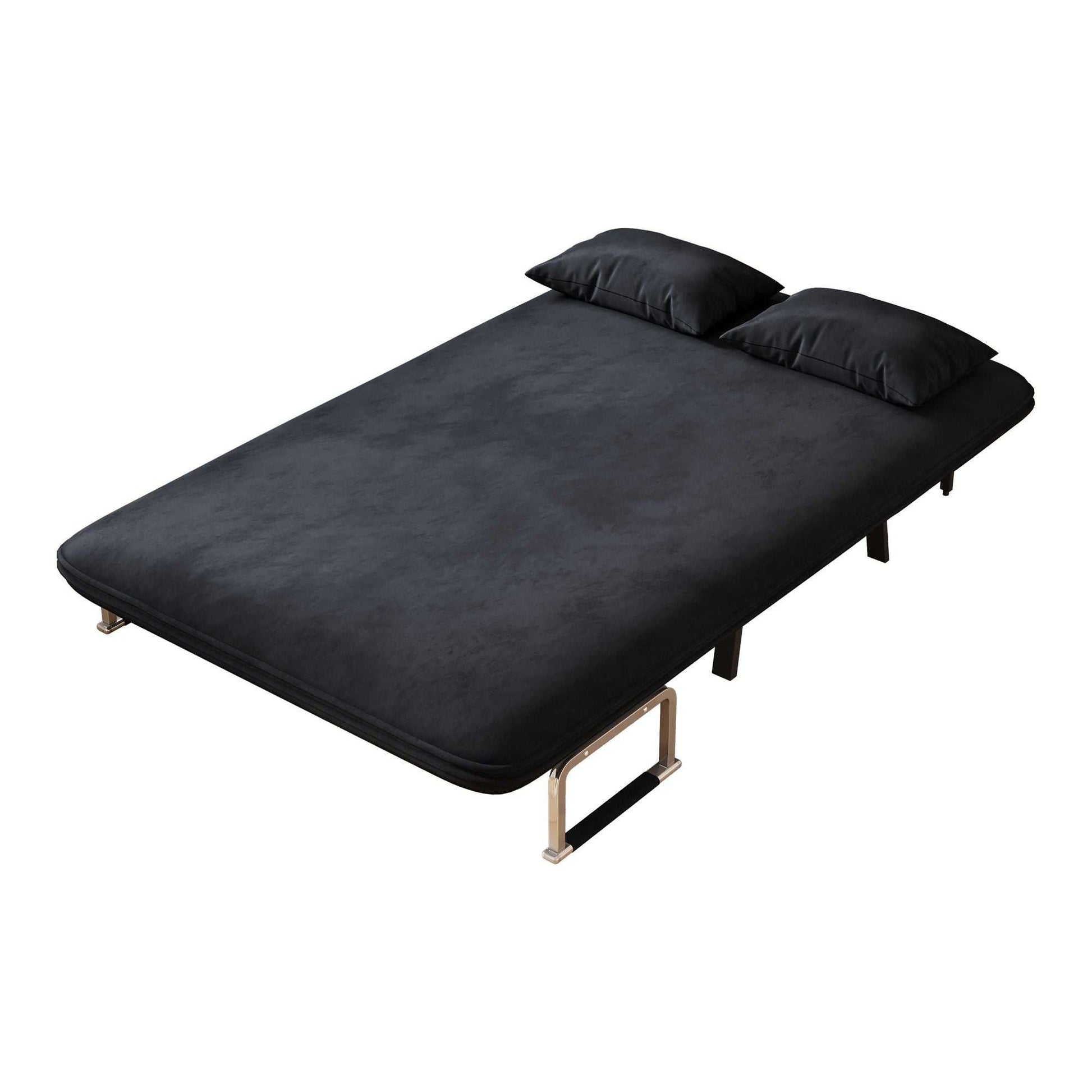 39″ Convertible Chair Bed, Tri-Fold Sofa Bed with Adjustable Backrest & Pillow, Leisure Chaise Lounge Couch with Sturdy Steel Frame for Home & Office, Comfortable Sleeper Chair black - luxuryhomedecoridea.com