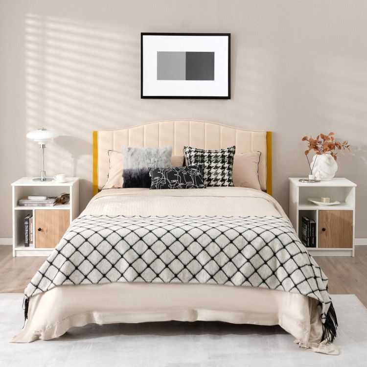 2 Pieces 25 Inch Tall Nightstands with Door and 2 Open Shelves - luxuryhomedecoridea.com