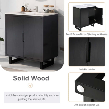 30" Bathroom vanity Set with Sink, Combo Cabinet, Bathroom Storage Cabinet, Solid Wood Frame - luxuryhomedecoridea.com