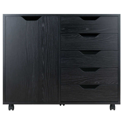 Halifax Wide Storage Cabinet; 5-Drawer; Black - luxuryhomedecoridea.com
