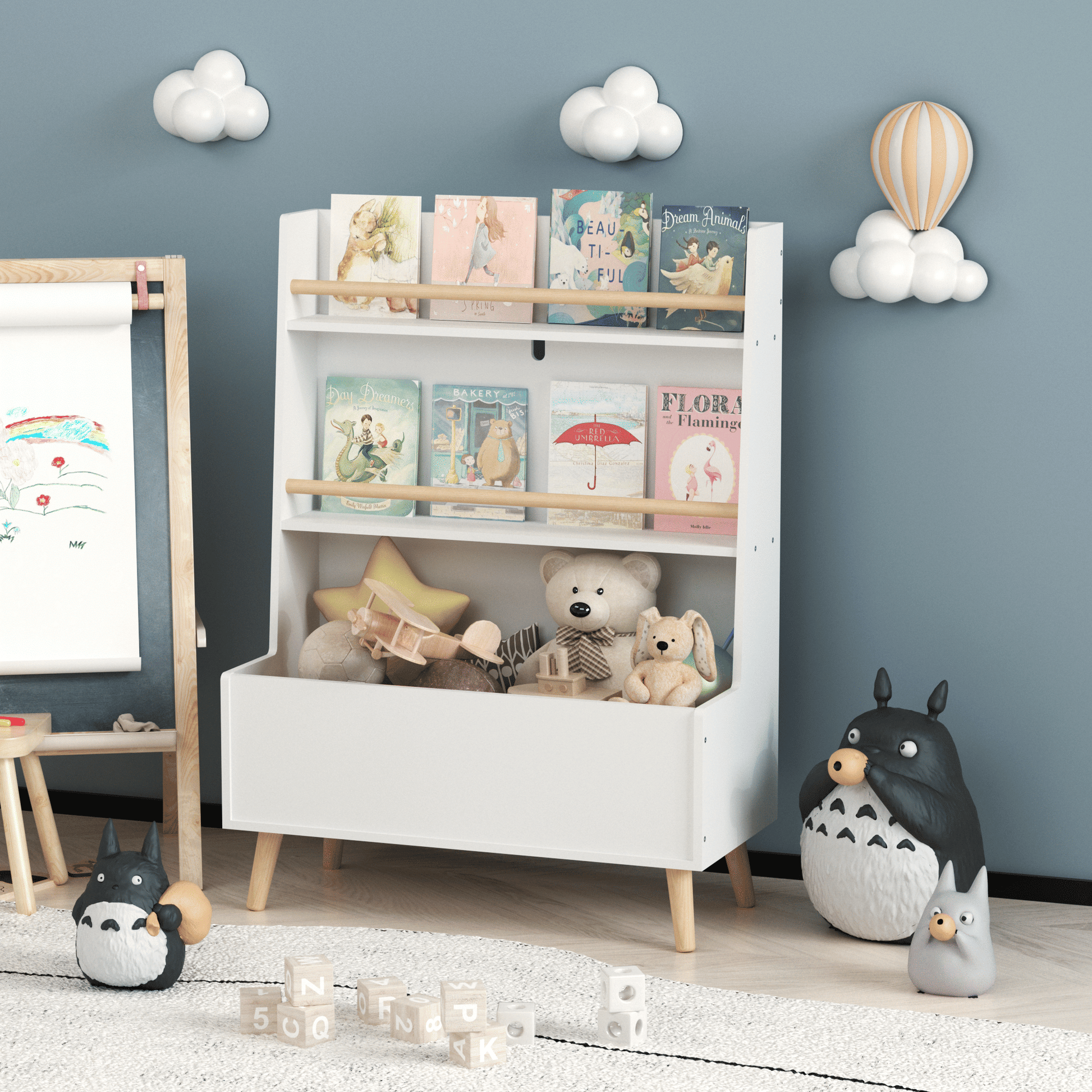 Kids Bookshelf, Book and Magazine Rack, Book Organizer, toy Storage Cabinet Organizer, White - luxuryhomedecoridea.com