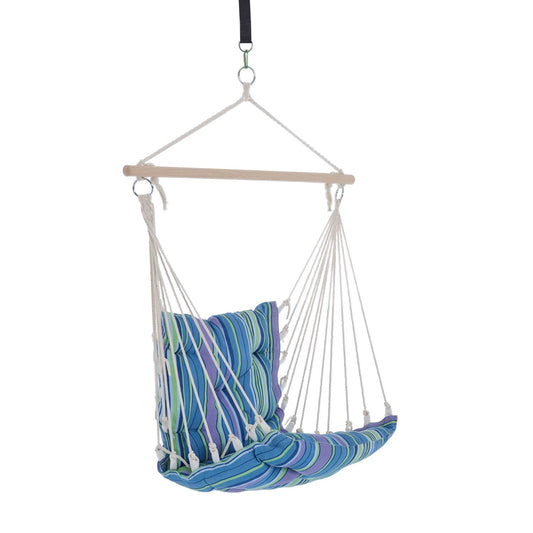 Portable Hanging Woven Hammock Seat Rope Swing Chair Sleeping Bed for Outdoor Garden Yard Camping Blue luxury home decor
