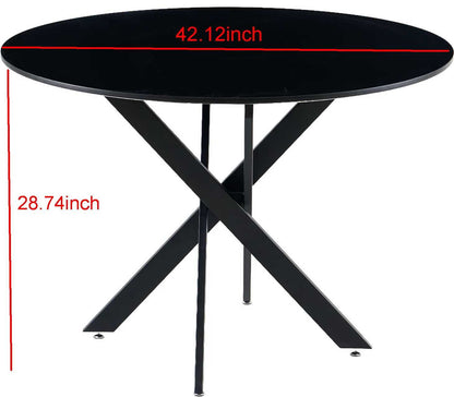 42.1" Table Mid-century Dining Table for 4-6 people With Round Mdf Table Top, Pedestal Dining Table, End Table Leisure Coffee Table,cross leg - luxuryhomedecoridea.com