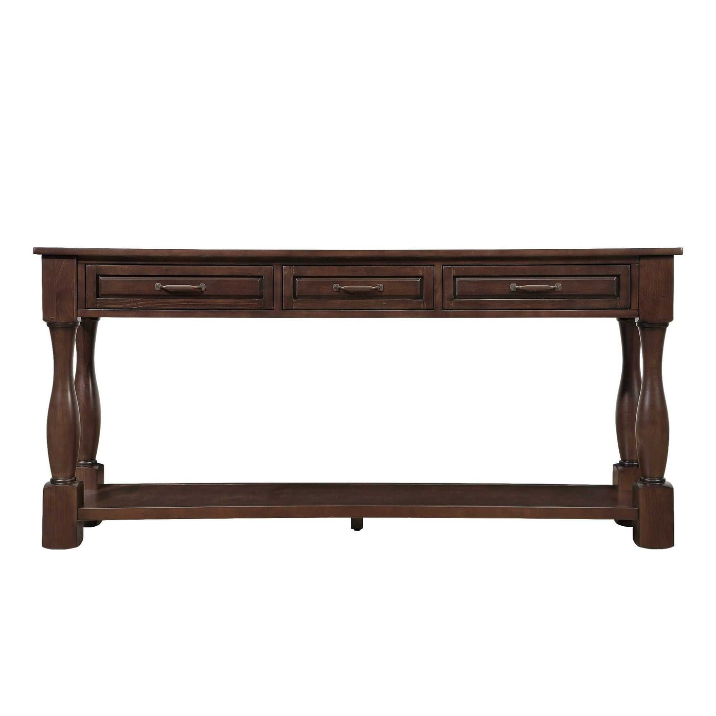 63inch Long Wood Console Table with 3 Drawers and 1 Bottom Shelf for Entryway Hallway Easy Assembly Extra-thick Sofa Table( Light Espresso) - luxuryhomedecoridea.com