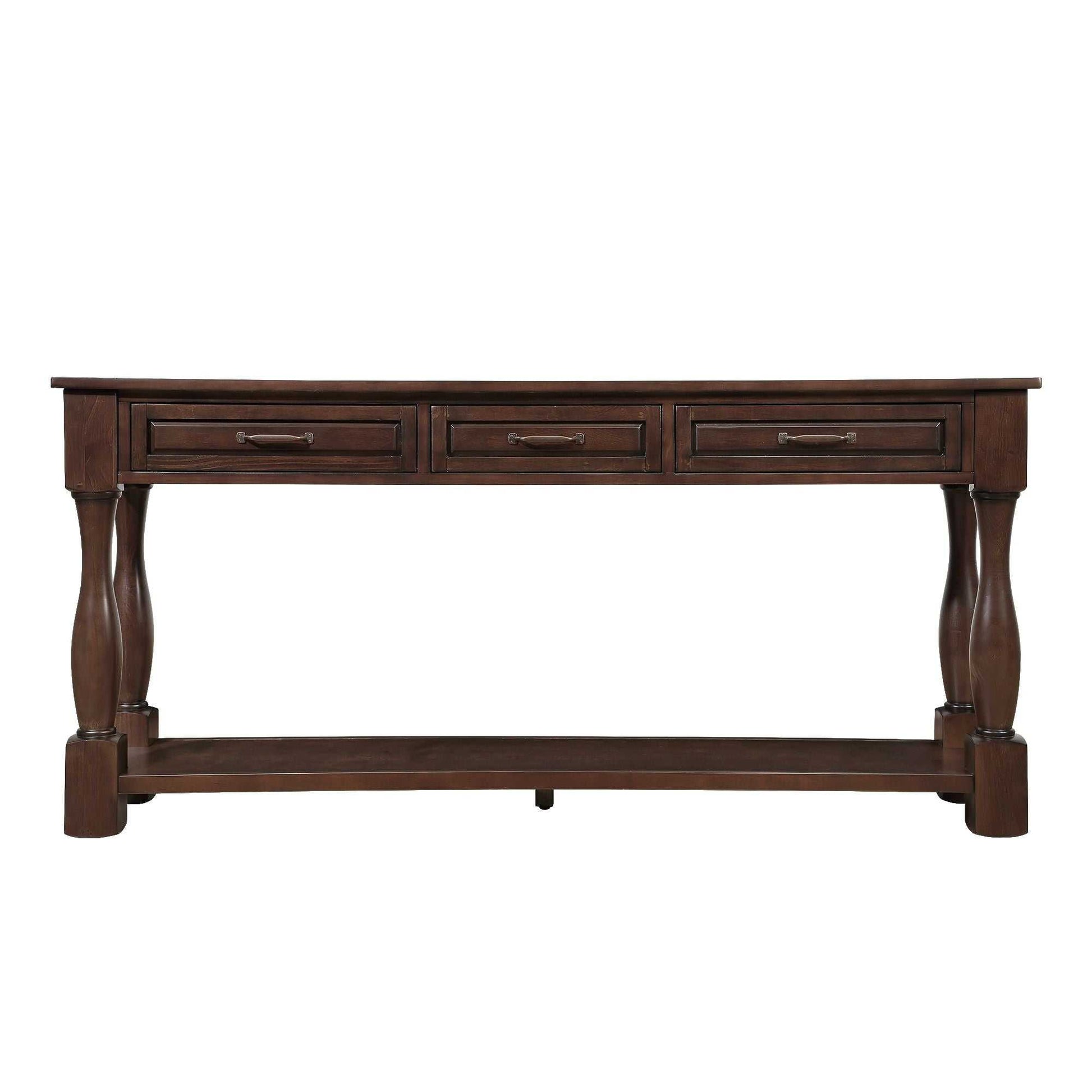 63inch Long Wood Console Table with 3 Drawers and 1 Bottom Shelf for Entryway Hallway Easy Assembly Extra-thick Sofa Table( Light Espresso) - luxuryhomedecoridea.com