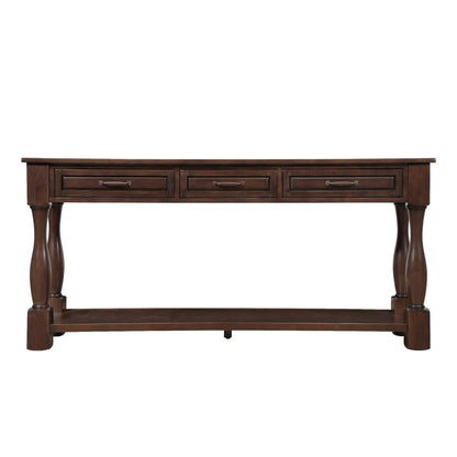 63inch Long Wood Console Table with 3 Drawers and 1 Bottom Shelf for Entryway Hallway Easy Assembly Extra-thick Sofa Table( Light Espresso) - luxuryhomedecoridea.com