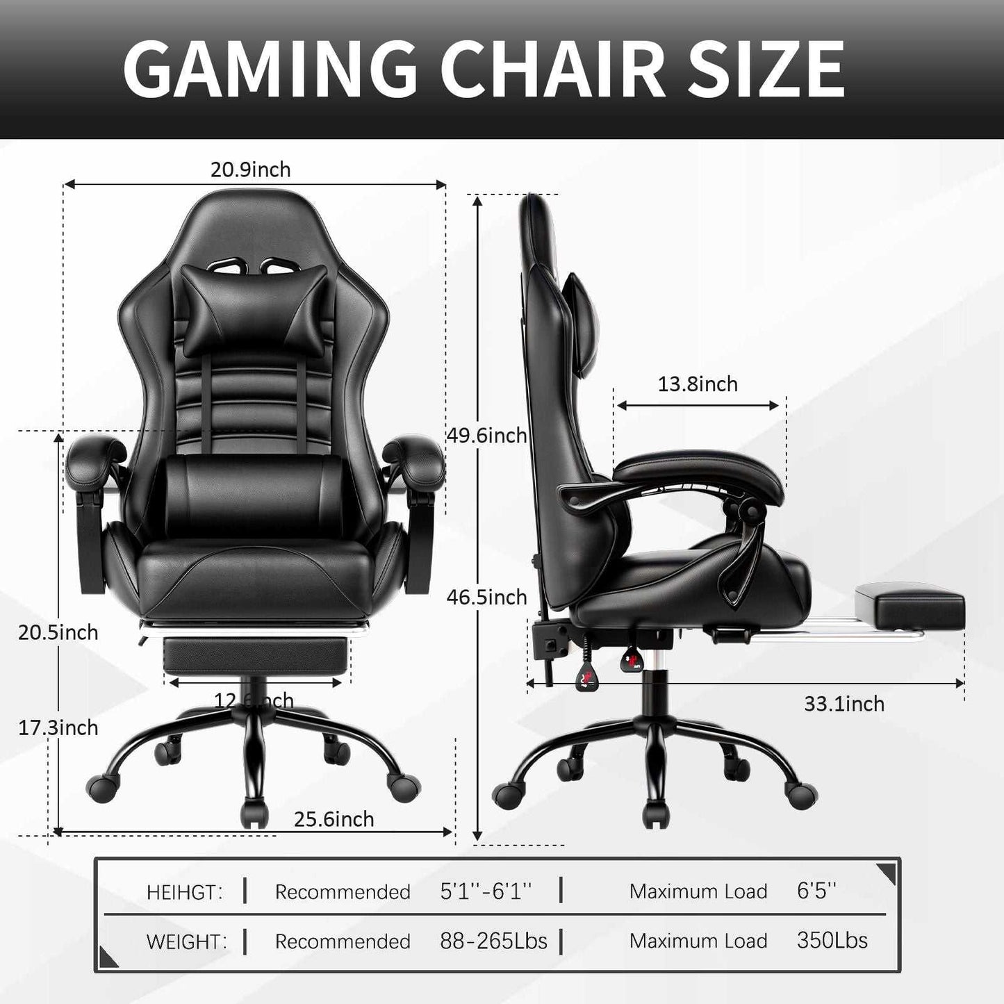 Ergonomic Gaming Chair for Adults, Comfortable Computer Chair for Heavy People, Adjustable Height Office Desk Chair with Wheels, Breathable Leather Video Game Chairs - luxuryhomedecoridea.com