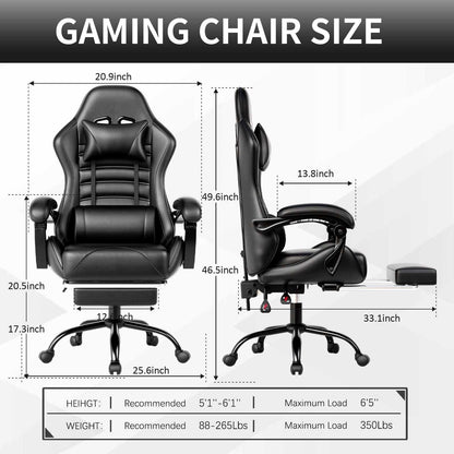 Ergonomic Gaming Chair for Adults, Comfortable Computer Chair for Heavy People, Adjustable Height Office Desk Chair with Wheels, Breathable Leather Video Game Chairs - luxuryhomedecoridea.com