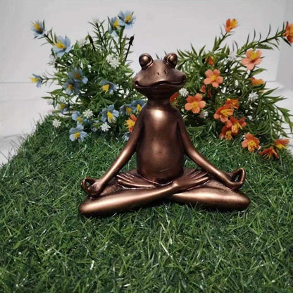 1pc Miniature Meditation Yoga Frog Resin Statue, For Desktop Living Room Bedroom Office Book Shelf Garden Outdoor Decoration, Home Decoration - luxuryhomedecoridea.com