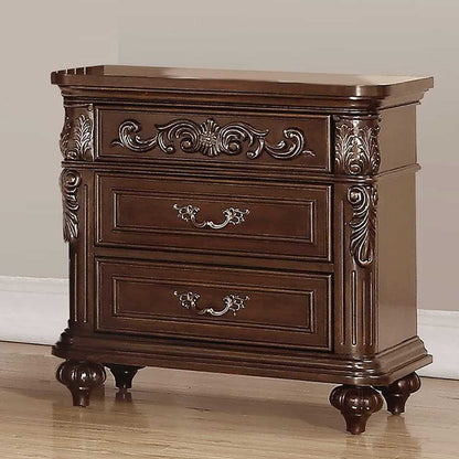 Traditional Antique Walnut 1pc Nightstand Bedroom Furniture Cherry Veneer 2-Drawers Hanging Pull Bedside Table - luxuryhomedecoridea.com