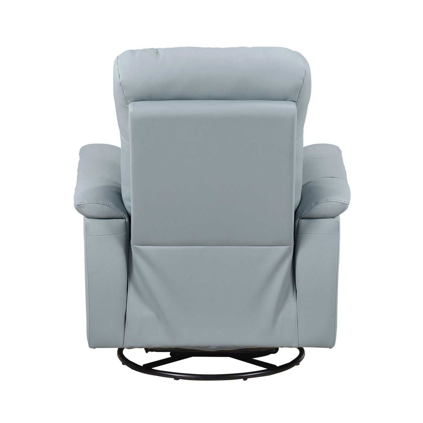 Blue Leather Upholstered Swivel Glider Reclining Chair Luxury Living Room Furniture Comfort Chair 1pc Plush Comfort - luxuryhomedecoridea.com