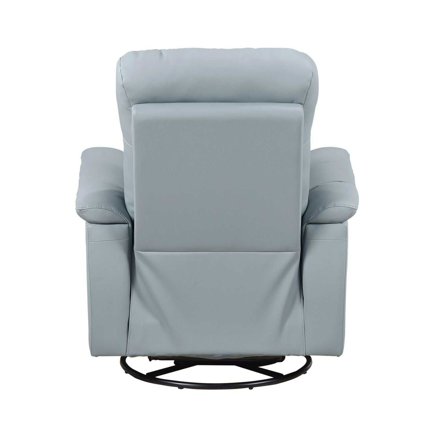 Blue Leather Upholstered Swivel Glider Reclining Chair Luxury Living Room Furniture Comfort Chair 1pc Plush Comfort - luxuryhomedecoridea.com