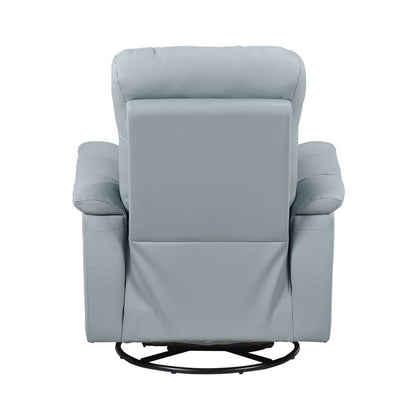 Blue Leather Upholstered Swivel Glider Reclining Chair Luxury Living Room Furniture Comfort Chair 1pc Plush Comfort - luxuryhomedecoridea.com
