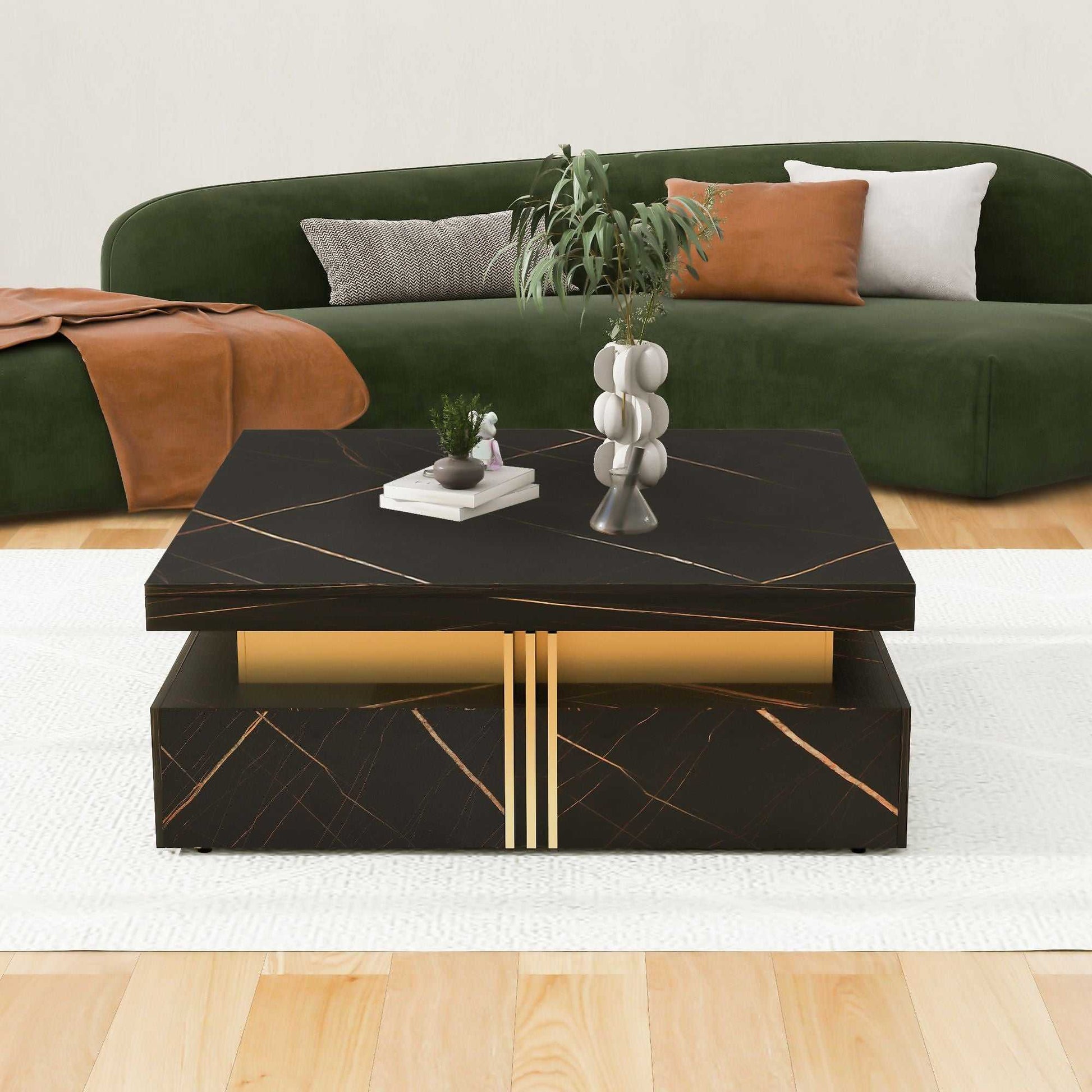 Modern Square Storage Coffee Table With 4 Drawers - luxuryhomedecoridea.com