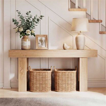 63" Farmhouse Console Table, Narrow Entryway Table with Spacious Bottom Storage - luxuryhomedecoridea.com