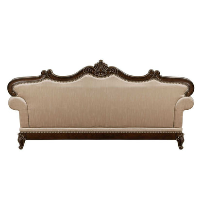Formal Traditional Luxury Sofa Set 3pc Sofa Loveseat Chair Cherry Finish with Gold Tipping Solid Wood Living Room Furniture - luxuryhomedecoridea.com
