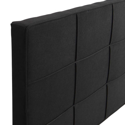 King Size Upholstered Platform Bed Frame with Linen Fabric Headboard, No Box Spring Needed, Wood Slat Support, Easy Assembly, BLACK - luxuryhomedecoridea.com