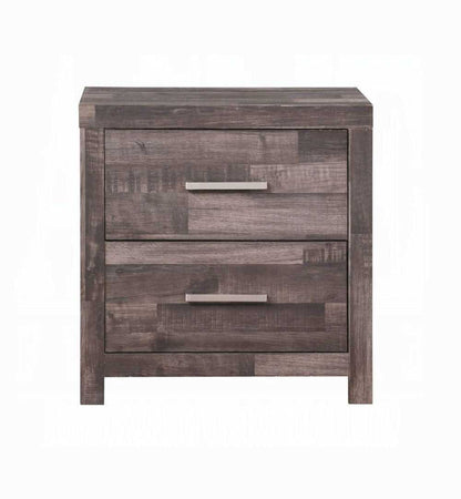 Contemporary Oak Finish Wooden Nightstand Two Drawers Storage Bedroom Furniture 1pc Beside Table Plank Pattern - luxuryhomedecoridea.com