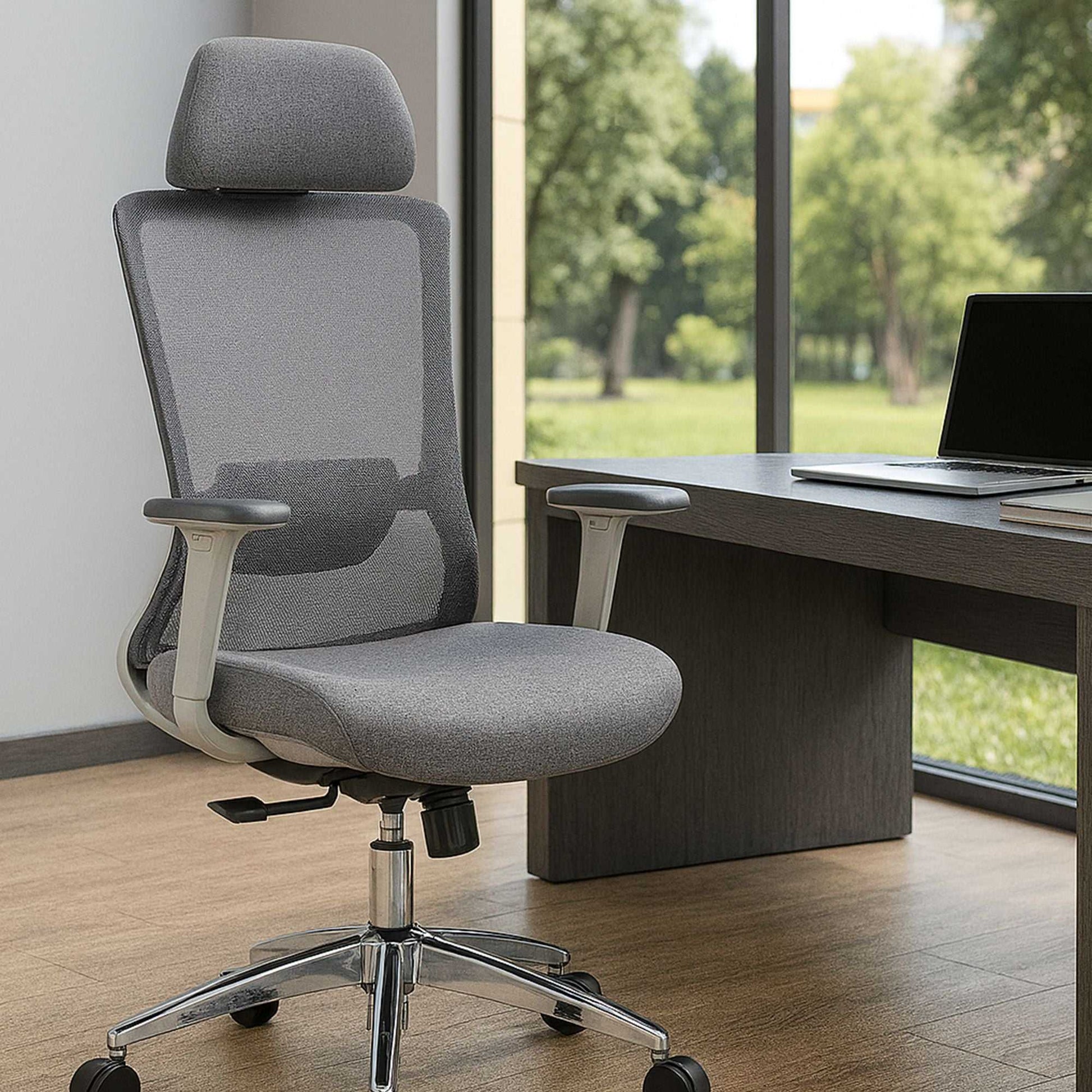 Ergonomic Mesh Office Chair with Adjustable Headrest and Lumbar Support, Breathable Back Design for Home and Office Use 8322H - luxuryhomedecoridea.com