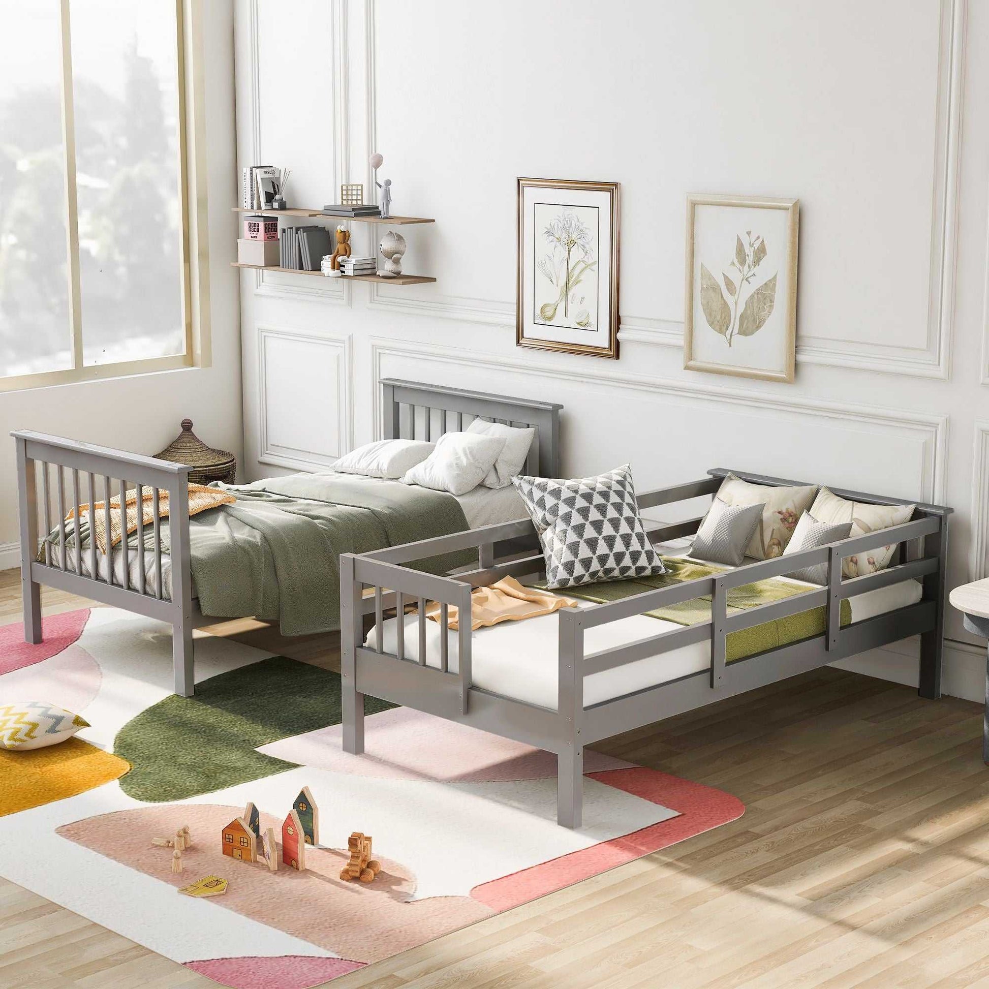 Stairway Twin-Over-Twin Bunk Bed with Storage and Guard Rail for Bedroom, Dorm - luxuryhomedecoridea.com