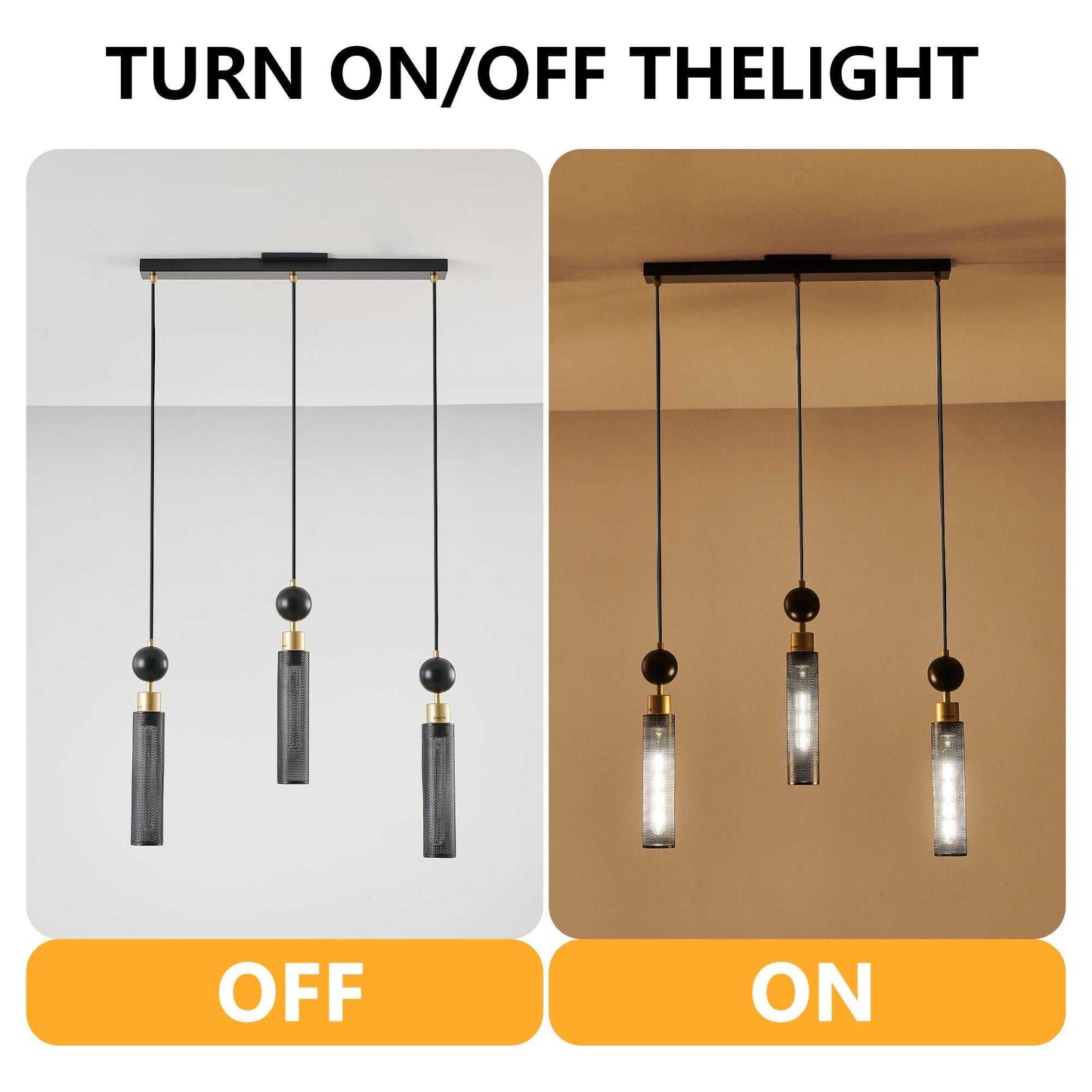 25" Modern Black and Gold 3-Light Pendant Chandelier, Adjustable Hanging Lights with Cylindrical Mesh Shades, E26 Base, Ideal for Dining Room, Kitchen Island, or Living Room Lighting (No Bulbs) - luxuryhomedecoridea.com