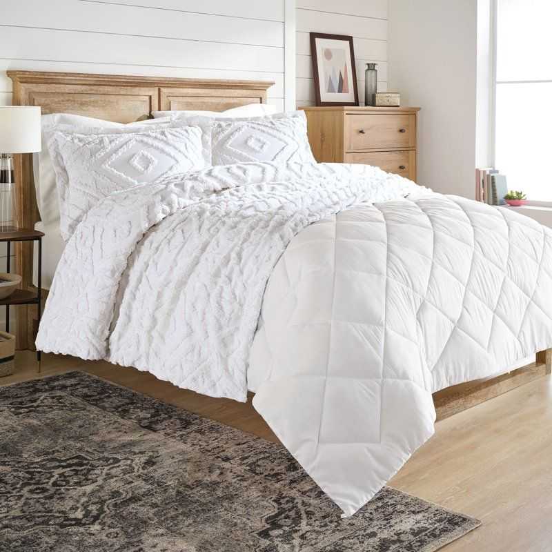 3-Piece White Chenille Cover Duvet Set, Full/Queen - luxuryhomedecoridea.com