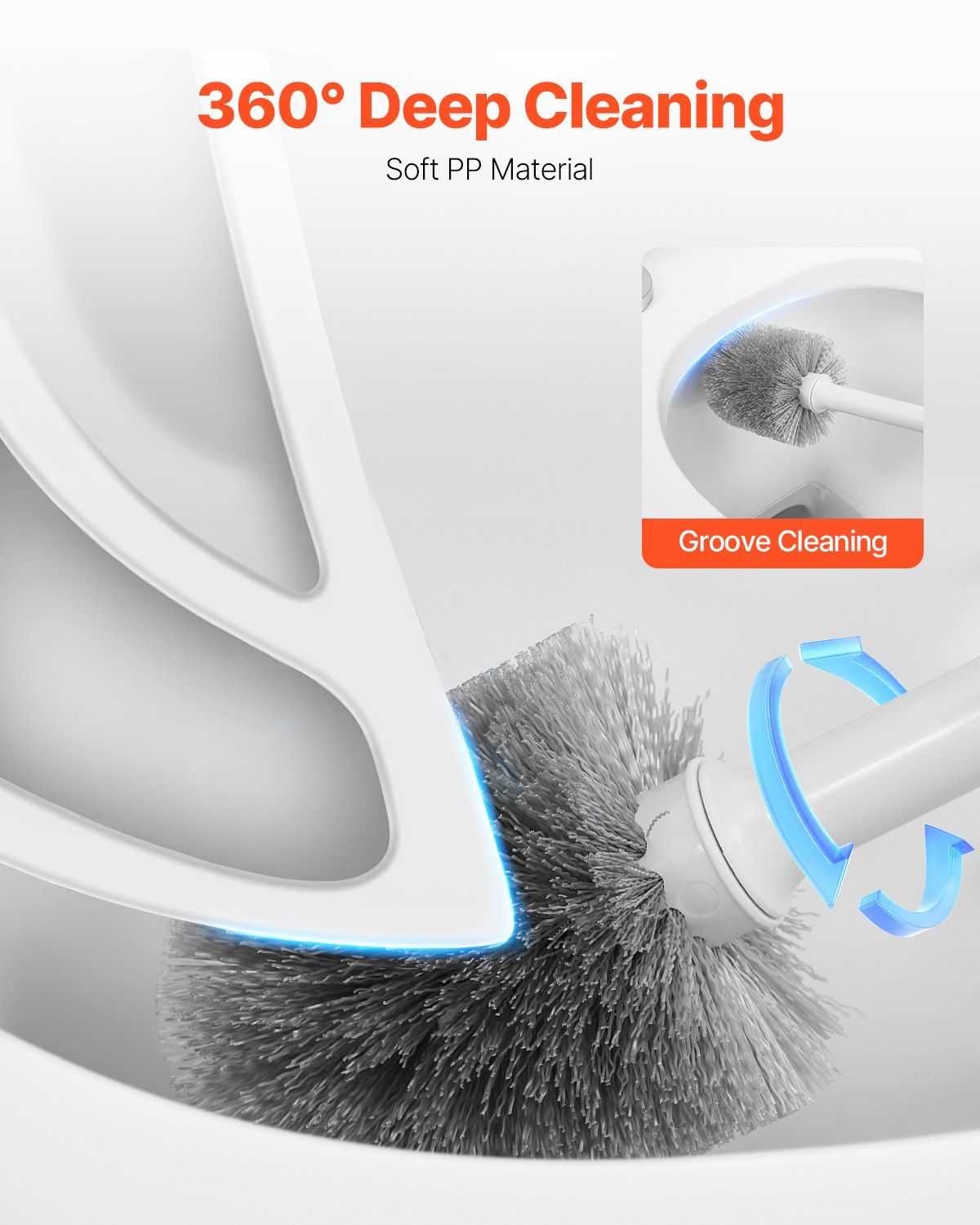 VEVOR Toilet Brush and Plunger Set, 2-in-1 Toilet Bowl Brush Plunger Combo with Ventilated Holder, 360° Deep Cleaning and Drip-Proof Bathroom Supplies, for Bathroom, RV and Toilets (White & Grey) - luxuryhomedecoridea.com