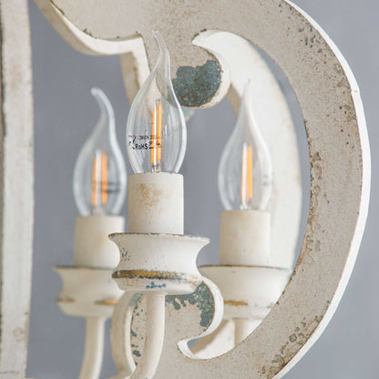 French Country Wood Chandelier, 6-Light Farmhouse Pendant Light Fixture with Adjustable Chain for Kitchen Foyer Hallway Entryway, Bulb Not Included - luxuryhomedecoridea.com