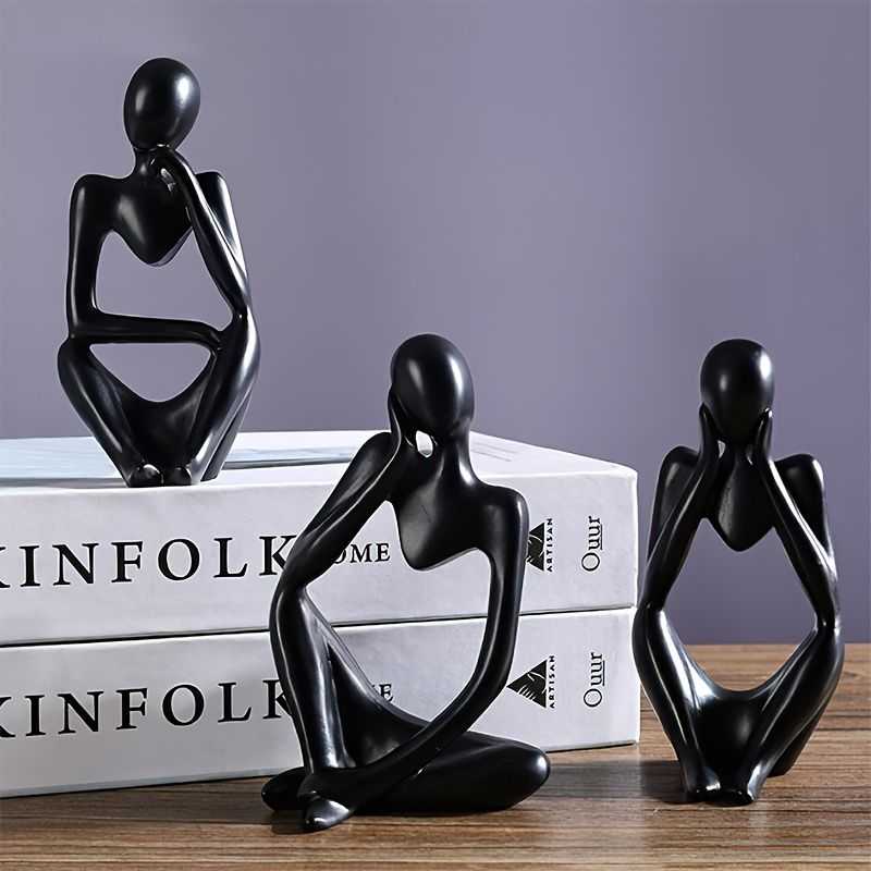 3pcs Abstract Villain Decorative Ornaments; Handmade Resin Handicrafts; Thinker Resin Statue Set - luxuryhomedecoridea.com