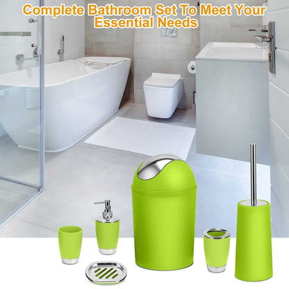 Bathroom Accessories Set 6 Pcs Bathroom Set Ensemble Complete Soap Dispenser Toothbrush Holder - luxuryhomedecoridea.com