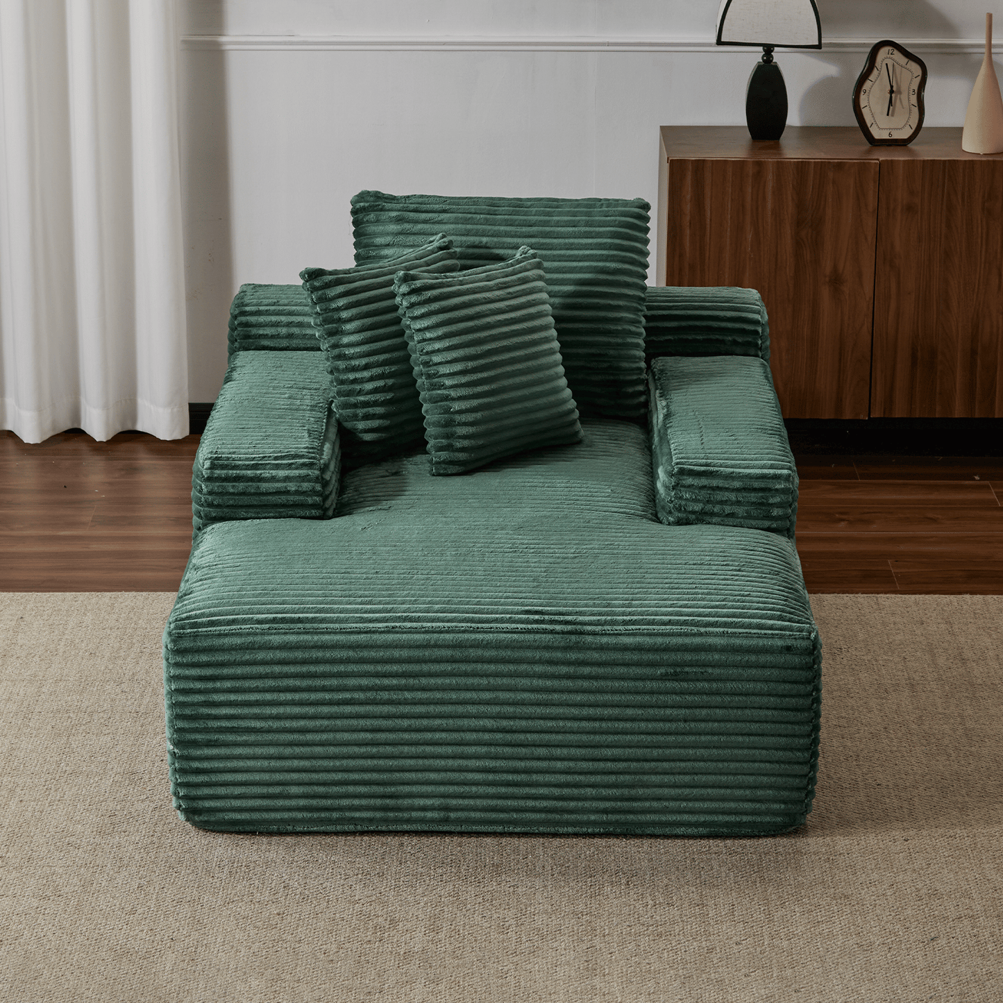 Double Chaise Lounge Chair Indoor,Oversized Upholstered Sleeper Cloud Couch,Deep Seat Luxury Sofa Bed,Sectional Sofa Chaise Love-seat,Corduroy Reading Chair for Living Room,No Assembly Required - luxuryhomedecoridea.com