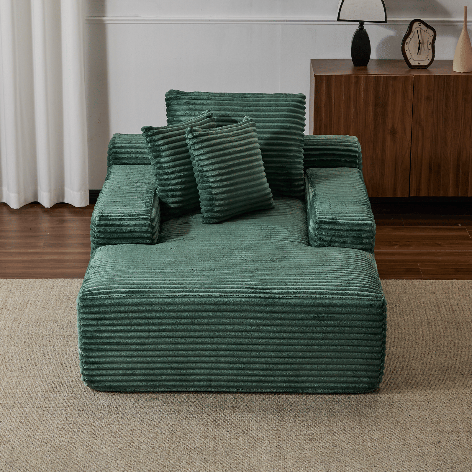 Double Chaise Lounge Chair Indoor,Oversized Upholstered Sleeper Cloud Couch,Deep Seat Luxury Sofa Bed,Sectional Sofa Chaise Love-seat,Corduroy Reading Chair for Living Room,No Assembly Required - luxuryhomedecoridea.com