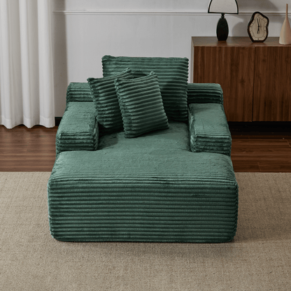 Double Chaise Lounge Chair Indoor,Oversized Upholstered Sleeper Cloud Couch,Deep Seat Luxury Sofa Bed,Sectional Sofa Chaise Love-seat,Corduroy Reading Chair for Living Room,No Assembly Required - luxuryhomedecoridea.com