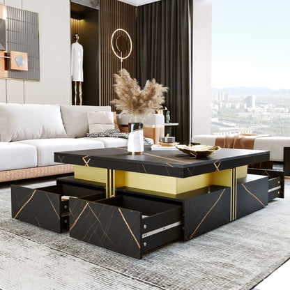 Modern Square Storage Coffee Table With 4 Drawers - luxuryhomedecoridea.com