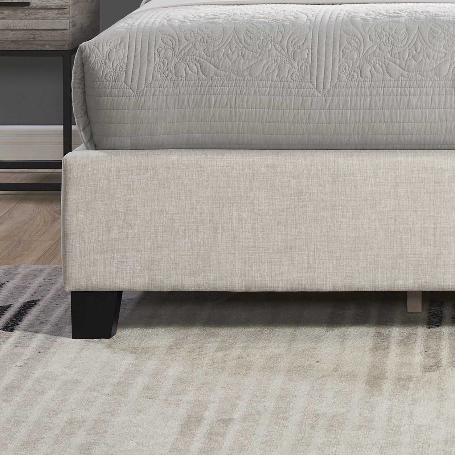 Nantarre Fabric Button Tufted Wingback Upholstered Bed with Nail Head Trim, Beige - luxuryhomedecoridea.com