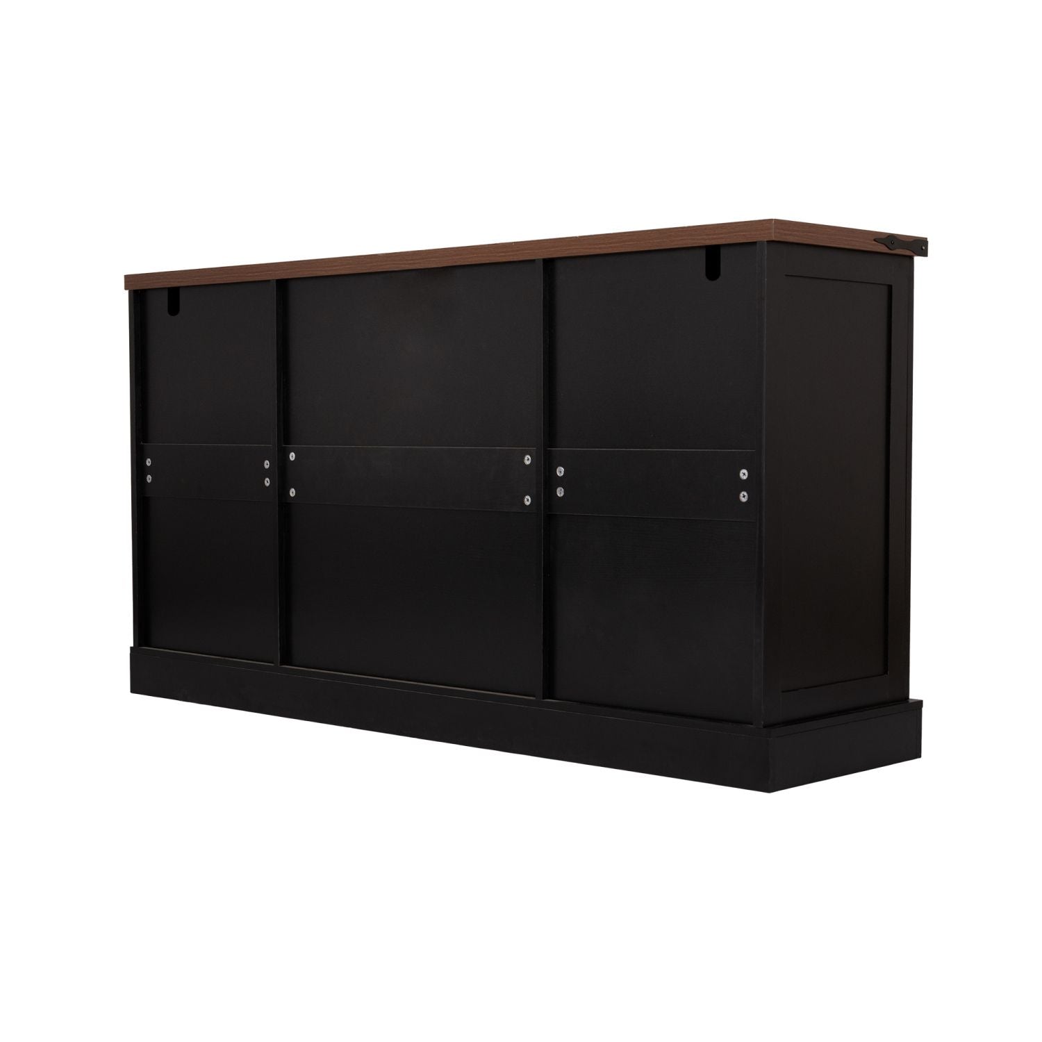 63" Farmhouse Barn Door Storage Cabinet with 2 Drawers & Door Rack, Large Buffet Table Coffee Bar Cabinets with Adjustable Shelves for Kitchen, Living Room, Entryway, Dining Room, Black - luxuryhomedecoridea.com