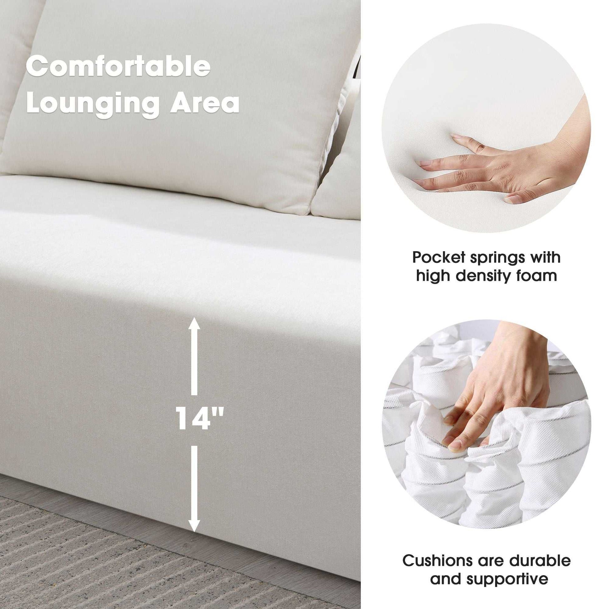 109*68" Modular Sectional Living Room Sofa Set, Modern Minimalist Style Couch, Upholstered Sleeper Sofa for Living Room, Bedroom, Salon, 2 PC Free Combination, L-Shape, Cream - luxuryhomedecoridea.com