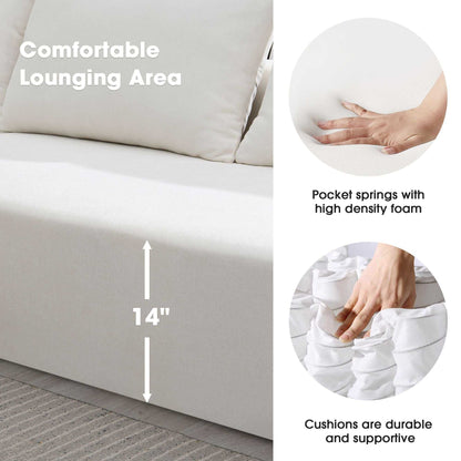 109*68" Modular Sectional Living Room Sofa Set, Modern Minimalist Style Couch, Upholstered Sleeper Sofa for Living Room, Bedroom, Salon, 2 PC Free Combination, L-Shape, Cream - luxuryhomedecoridea.com