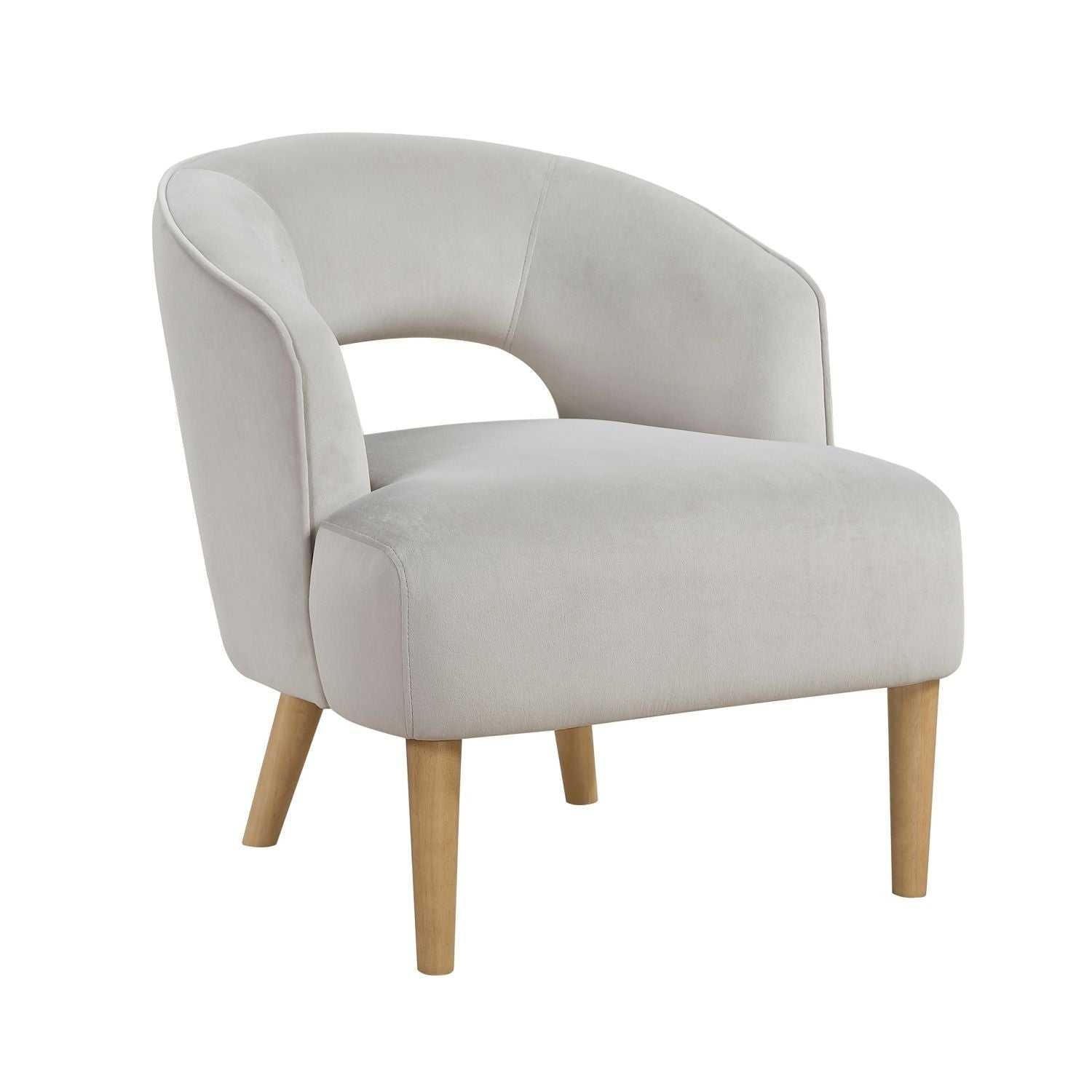 Luxury Home Unique Style Accent Chair Gray Velvet Plush Seat Solid Wood Legs Contemporary Living Room Furniture 1pc - luxuryhomedecoridea.com