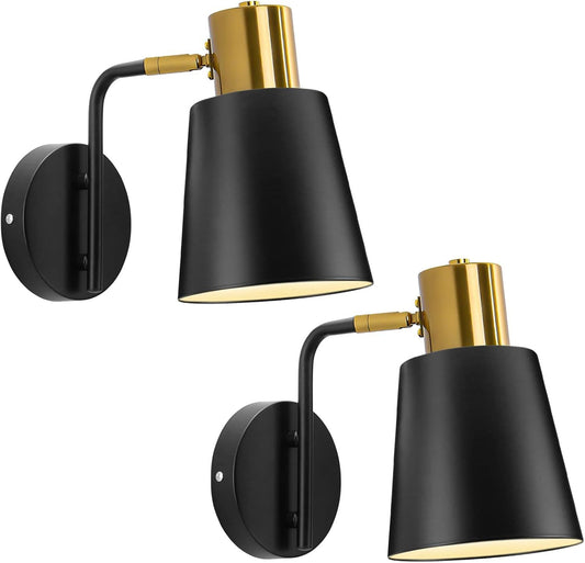 Vintage Wall Sconces, 2 Pack Industrial Wall Light Fixture with E26 Base, Metal Rustic Wall Sconce Lighting, Antique 360 Degree Adjustable Black Wall Lamp for Bedroom Living Room Kitchen Aisle (Black luxury home decor