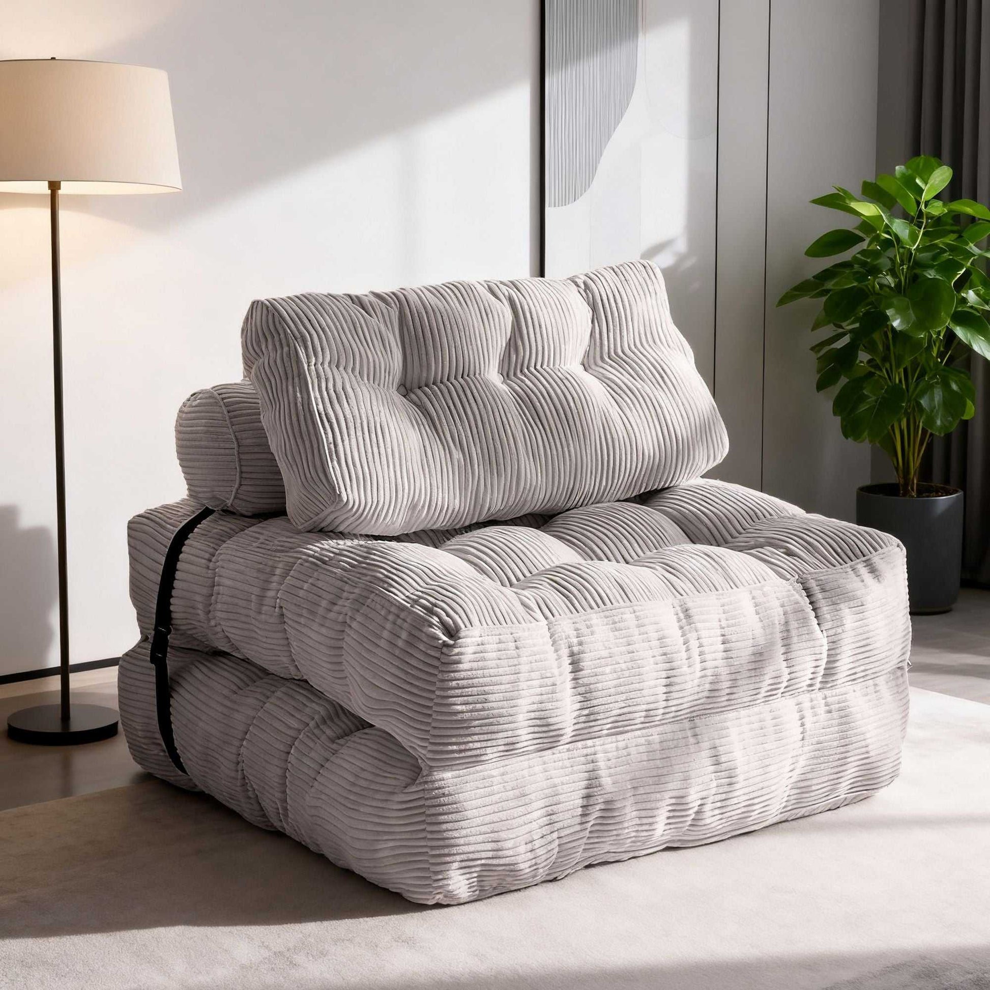 Modern Memory Foam Compressed Sofa Chair,Folding Sofa Bed, Convertible Sleeping Chair With Backrest Support And Soft Corduroy Fabric,Fold Couch Bed With Pillow For Small Spaces - luxuryhomedecoridea.com