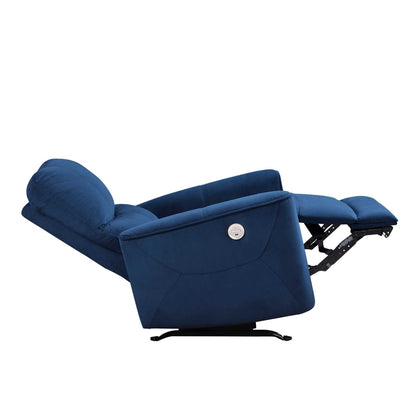 Modern Living Room 1pc Power Rocker Reclining Chair Blue Velvet Upholstery Solid Wood Frame Luxury Home Furniture - luxuryhomedecoridea.com