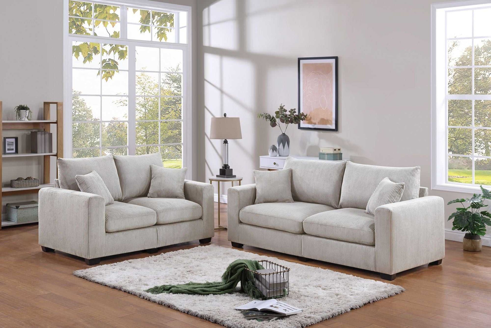 ClassSofa And Loveseat w Pillows Square Arms Plush Couch - luxuryhomedecoridea.com