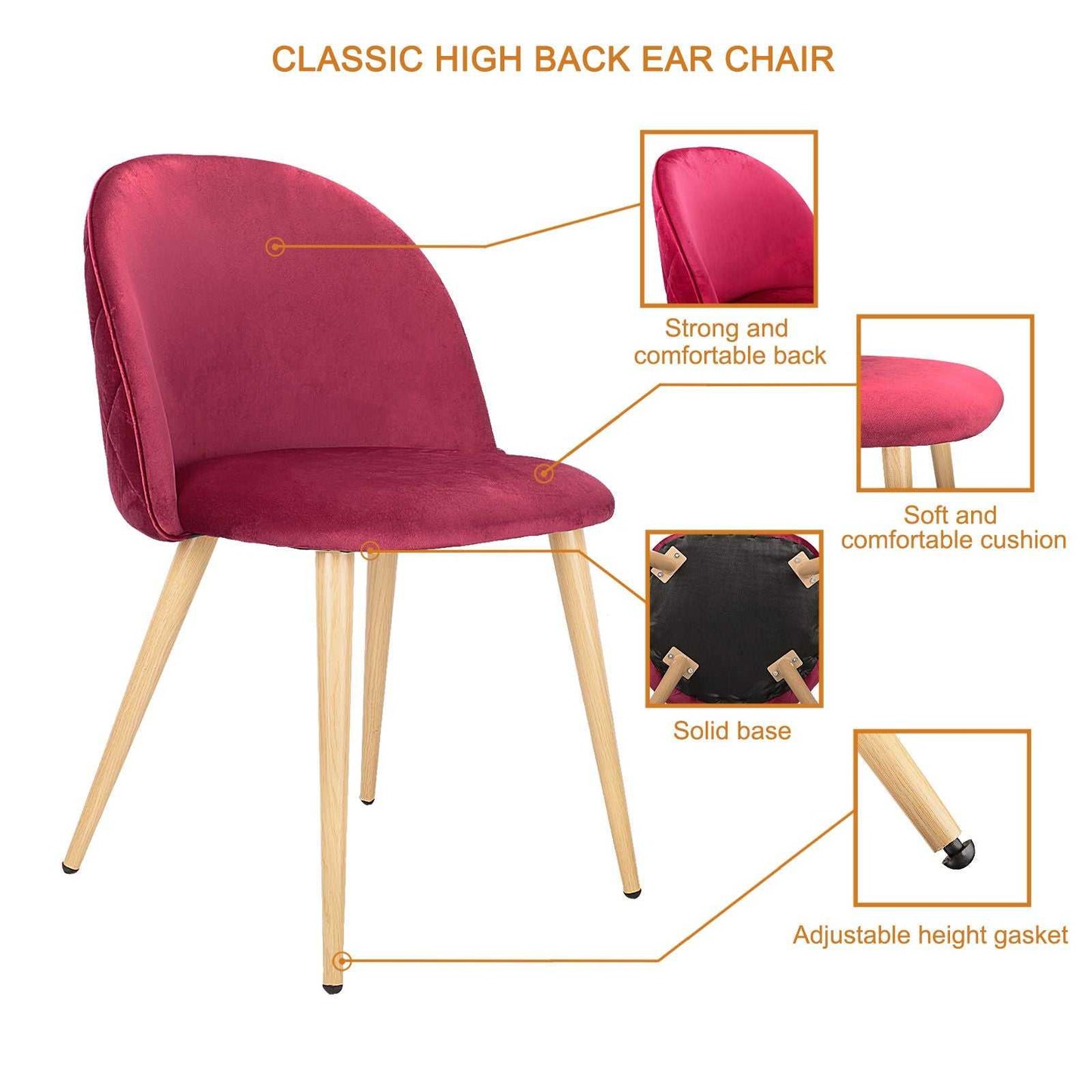 Living Room Chairs Velvet Chairs Side Chairs Modern Style Upholstered Armchairs for Leisure, Restaurant, Makeup, Set of 2 - luxuryhomedecoridea.com