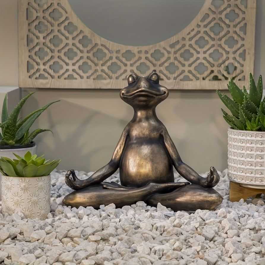 1pc Miniature Meditation Yoga Frog Resin Statue, For Desktop Living Room Bedroom Office Book Shelf Garden Outdoor Decoration, Home Decoration - luxuryhomedecoridea.com