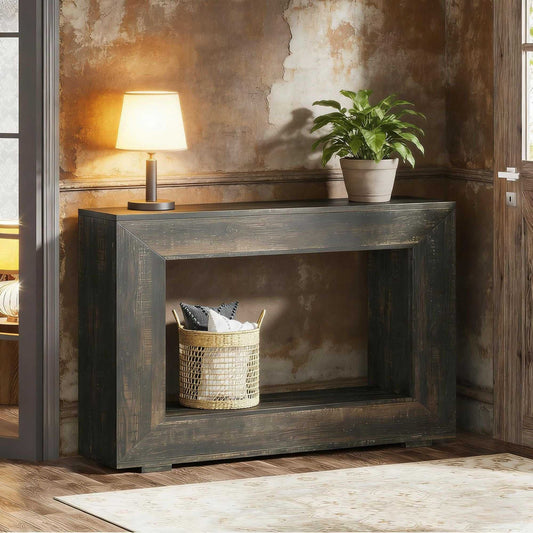 Farmhouse Console Table, Rustic Wood Entryway Sofa Table with Storage - luxuryhomedecoridea.com