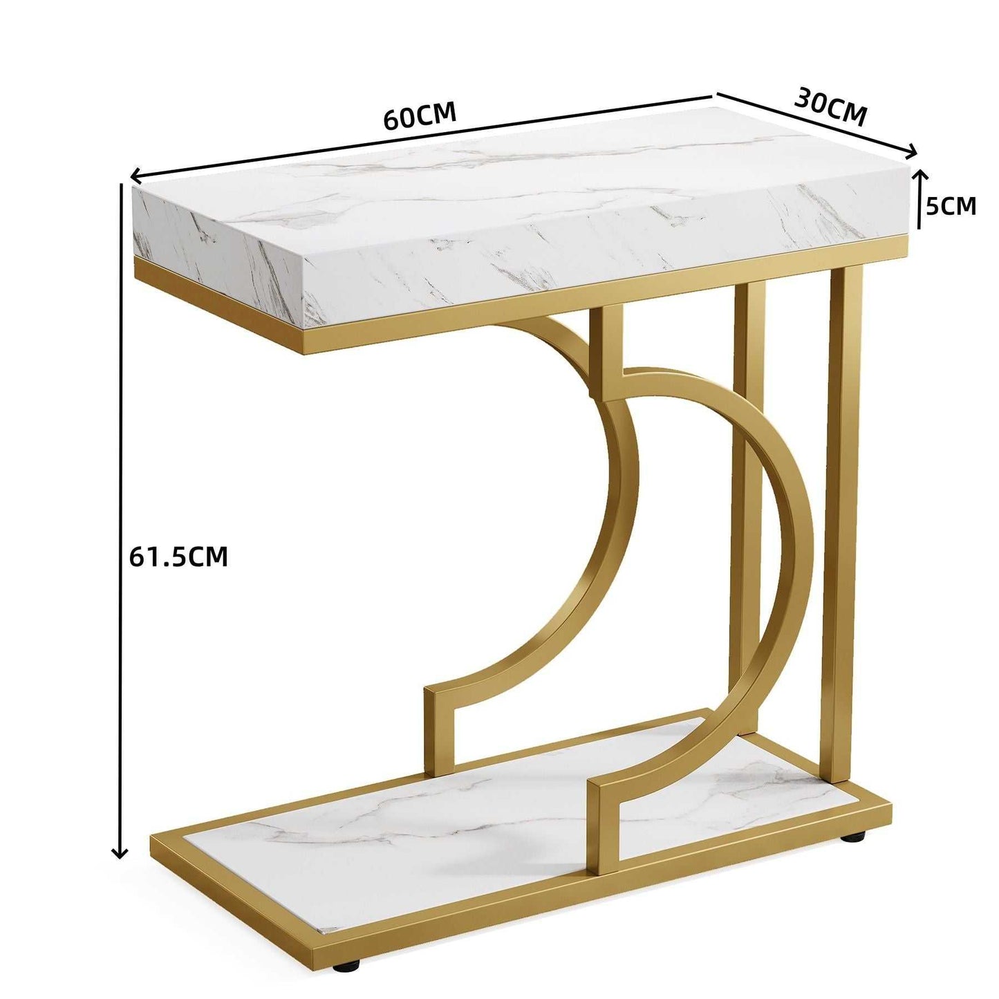 Narrow C Table, Modern End Table Bedside Table with Metal Frame - luxuryhomedecoridea.com