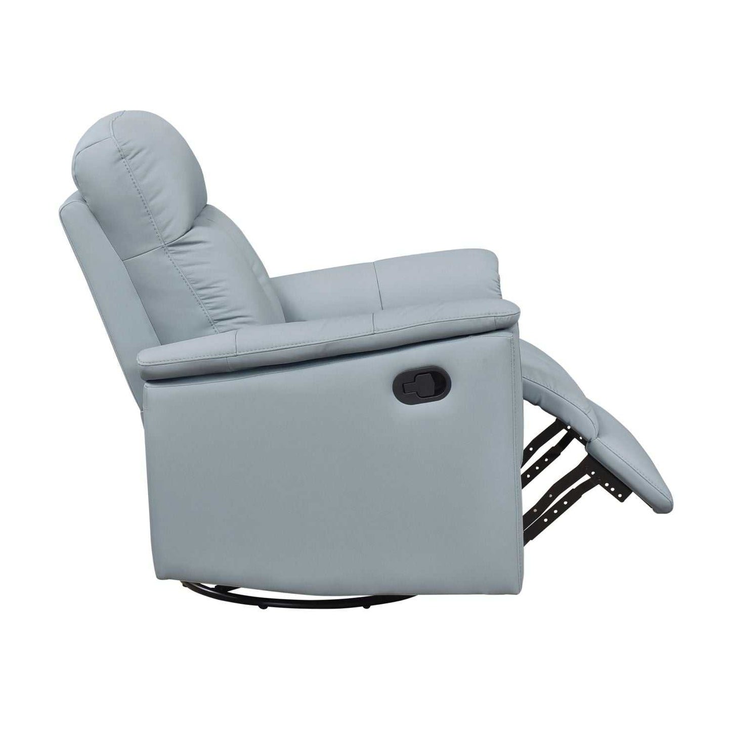 Blue Leather Upholstered Swivel Glider Reclining Chair Luxury Living Room Furniture Comfort Chair 1pc Plush Comfort - luxuryhomedecoridea.com