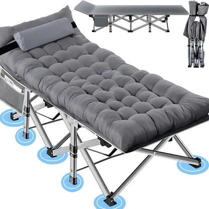 Folding Bed Cot with Pillow, 2 Sided Mattress Heavy Duty Folding Sleeping Cot Guest Bed, Folding Camping Cots for Traveling Camp Office Outdoor and Beach - luxuryhomedecoridea.com