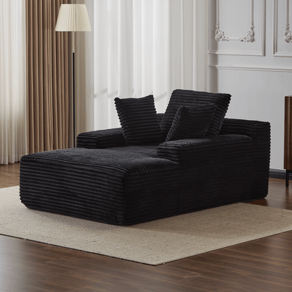 Double Chaise Lounge Chair Indoor,Oversized Upholstered Sleeper Cloud Couch,Deep Seat Luxury Sofa Bed,Sectional Sofa Chaise Love-seat,Corduroy Reading Chair for Living Room,No Assembly Required - luxuryhomedecoridea.com